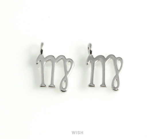 Virgo Zodiac Sign Pendants in Rhodium, Zodiac Charm / MRH-453-VI