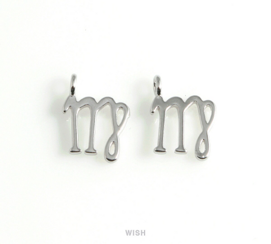 Virgo Zodiac Sign Pendants in Rhodium, Zodiac Charm / MRH-453-VI