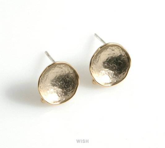 Concave Stud Earrings in Matt Gold, Concave Round Ear Studs / MMG-486-E