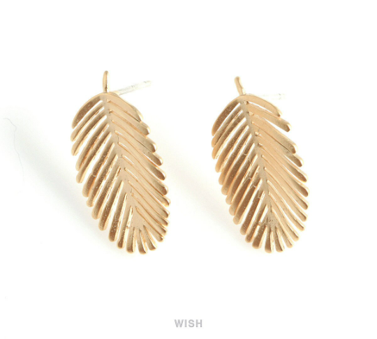 Banana Leaf Stud Earrings in Matte Gold, Banana Leaf Studs / MMG-434-E