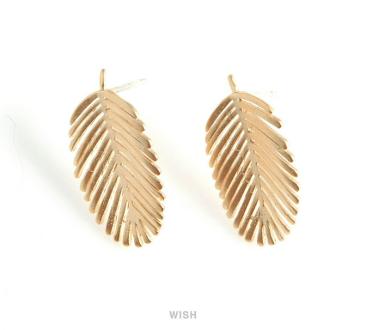 Banana Leaf Stud Earrings in Matte Gold, Banana Leaf Studs / MMG-434-E