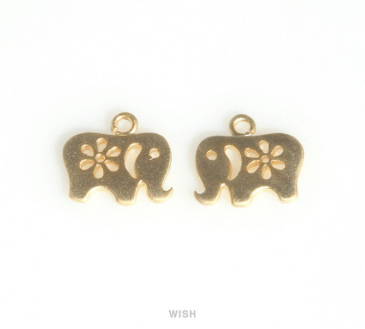 Elephant Pendants in Matte Gold, Elephant Charm / MMG-422-P