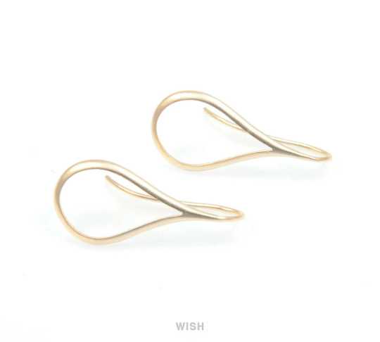 Teardrop Hook Earrings in Matte Gold, Teardrop Ear Hook / MMG-107-E