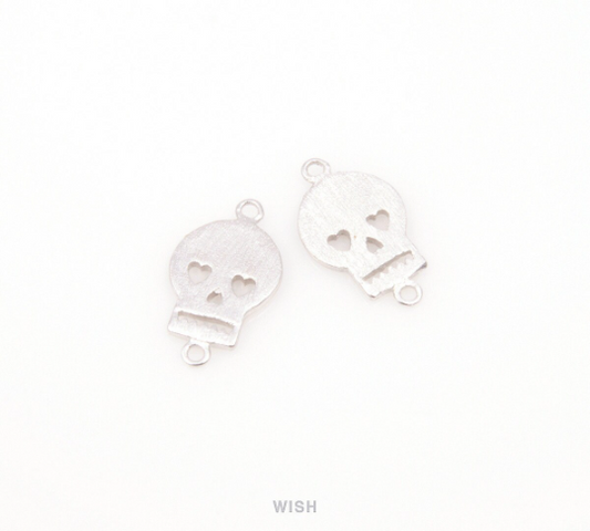 Flat Skull Connectors in Matte Rhodium, Skull Charms / MMRH-055-C