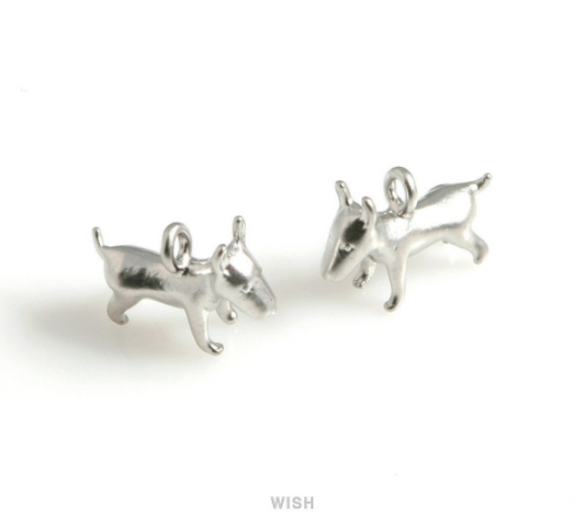 Bull Terrier Pendants in Matt Rhodium, Bull Terrier Charm/ MMRH-575-P