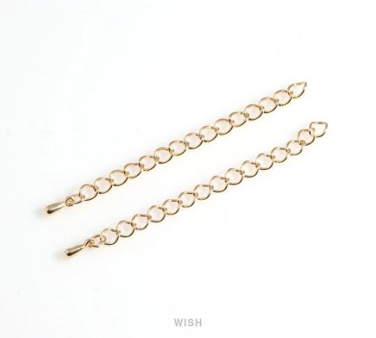 Extender Chains for Necklace or Bracelet in Gold, Removable Extender / FG-028-C (10 pcs)