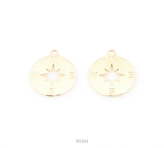 Compass Pendants in Matte Gold, Compass Charm / MMG-075-P