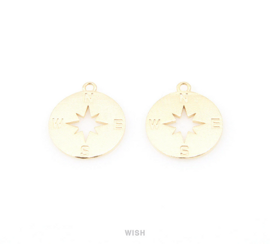 Compass Pendants in Matte Gold, Compass Charm / MMG-075-P