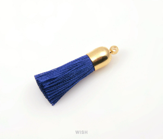 Navy Thread Tassel with Bell Cap in Gold /TNVG-001-T (Small)