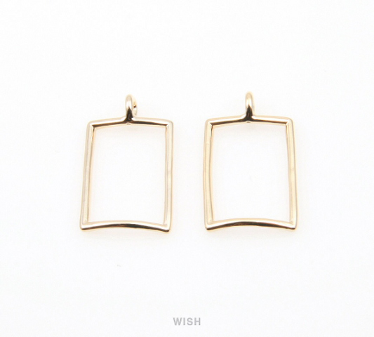 Rectangle Outline Pendants in Gold, Rectangle Charm / MG-016-P