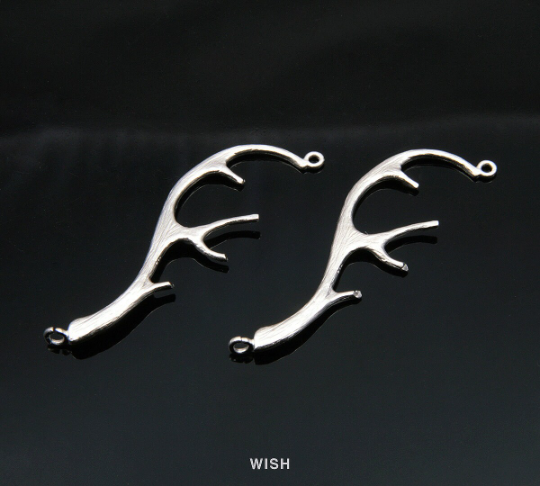 Antler Connectors in Matte Rhodium, Antler Charm / MMRH-149-C