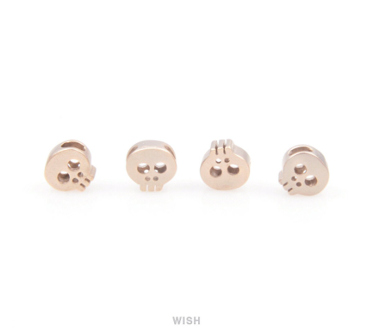 Small Skull in Matte Brown Gold, Skull Beads / MMBG-038-B