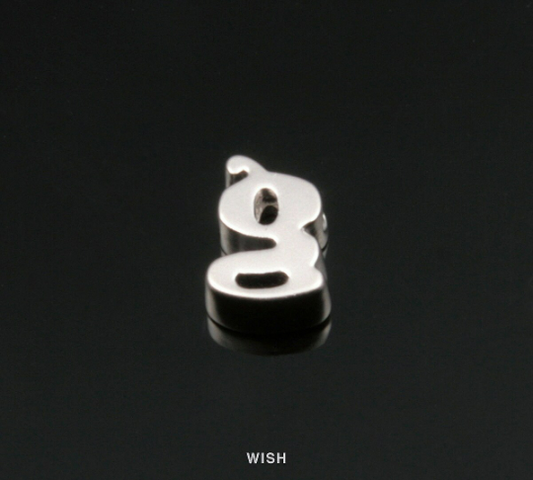 Lower Case Letter "g" in Matte Rhodium, Small Letter "g"  / MMRH-002-B (g)