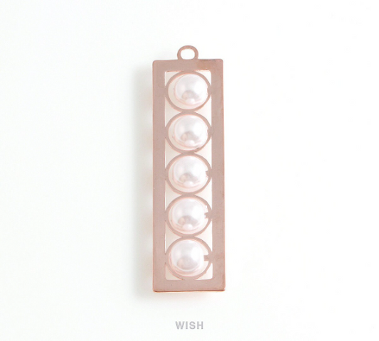 Five Pearl Bar Pendant in Rose Gold, Quintuple Pearl Bar / MRG-442-P