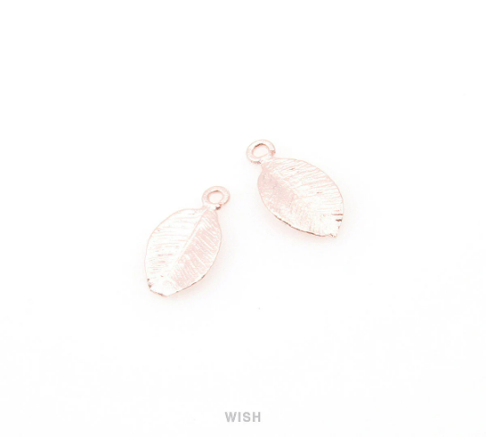 8pcs Small Leaves Pendants in Matte Rose Gold, Leaves Charms / MMRG-026-P