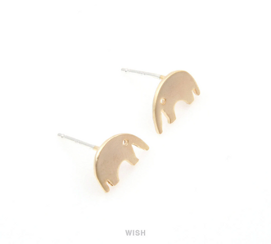 Elephant Stud Earrings in Matte Gold, Elephant studs / MMG-271-E