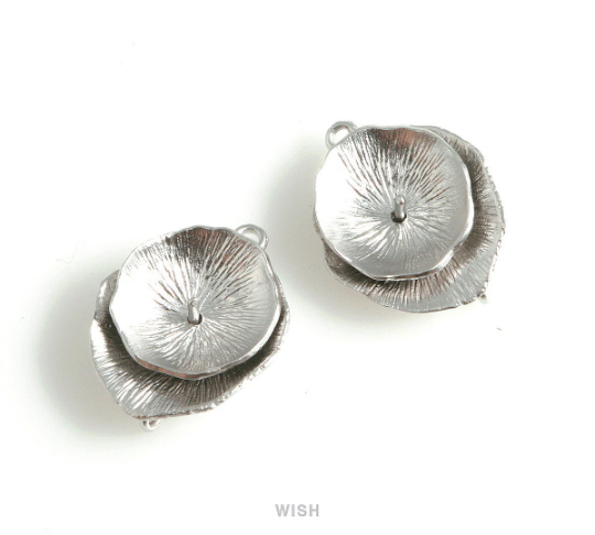 Lotus Leaf Connectors in Matte Rhodium, Lotus Leaf Charm/ MMRH-411-C