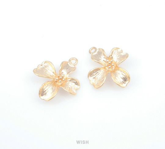 Orchid Flower Connectors in Matte Gold, Flower Charms / MMG-128-C