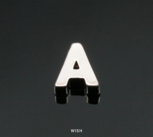 Upper Case Letter "A" in Matte Rhodium, Capital Letter "A" / MMRH-001-B (A)