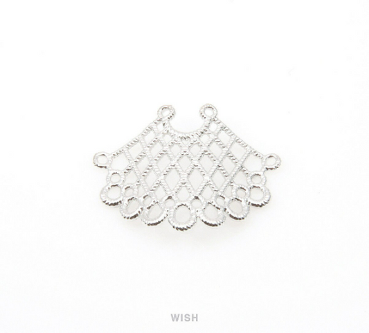 Lace Frill Pendants in Rhodium, Lace Charms /MRH-023-P