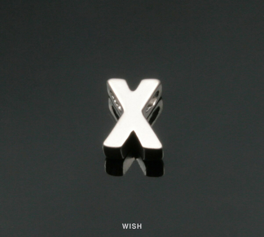 Upper Case Letter "X" in Matte Rhodium, Capital Letter "X" /MMRH-001-B (X)