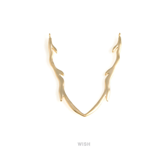 Chevron Antler Pendants in Matte Gold, Large Antler Charms / MMG-706-P