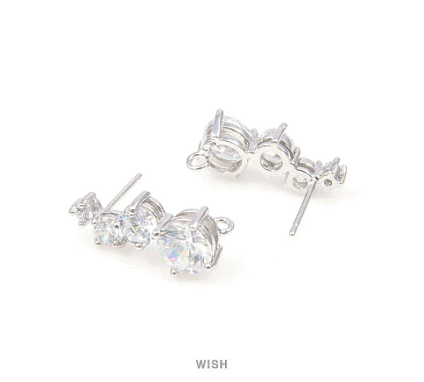 4 Round Cubic Zirconia Stud Earrings in Rhodium, Cubic Zirconia Ear Stud /CRH-025-E