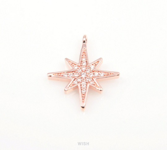 The North Star Cubic Zirconia Pendants in Rose Gold, the Lodestar Charms / CRG-043-P