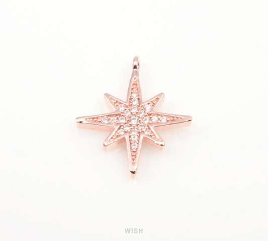 The North Star Cubic Zirconia Pendants in Rose Gold, the Lodestar Charms / CRG-043-P