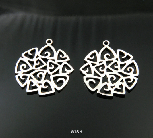 Multi Triangle Pendants in Matte Rhodium, Triangle Round Charms / MMRH-174-P