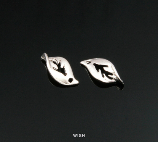 Fallen Leaves Pendants in Matte Rhodium, Small Leaves Charms / MMRH-152-P