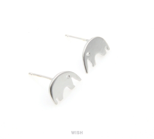 Elephant Stud Earrings in Matte Rhodium, Elephant studs / MMRH-271-E