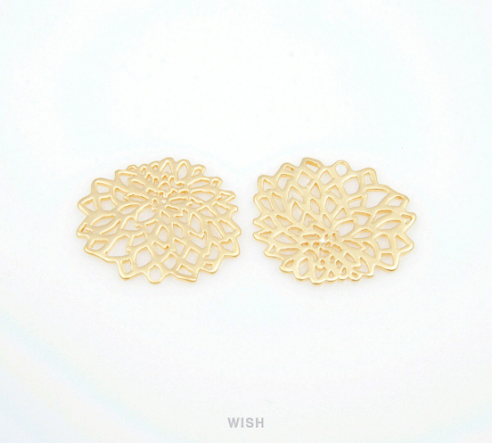 Bloom Pendants in Matte Gold, Floral Charms / MMG-095-P