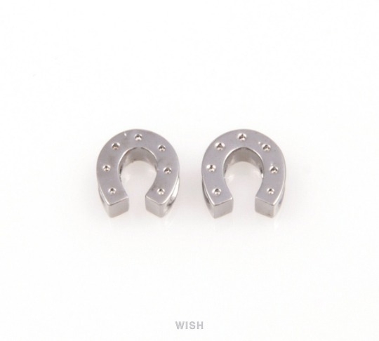Horseshoe Charms in Shiny Gunmetal, Horseshoe Beads / MGM-066-B