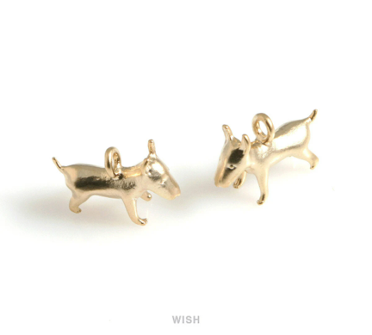 Bull Terrier Pendants in Matte Gold, Bull Terrier Charm /MMG-575-P