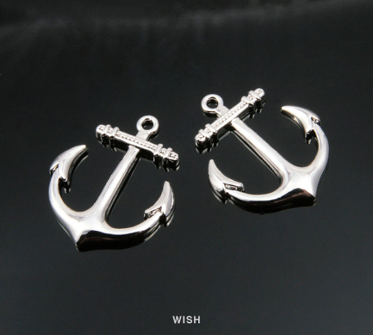 Large Anchor Pendants in Rhodium, Anchor Charms / MRH-144-P