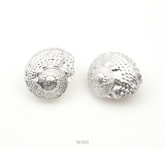 Seashell Pendant in Matte Rhodium, Seashell Necklace Charm / MMRH-216-P