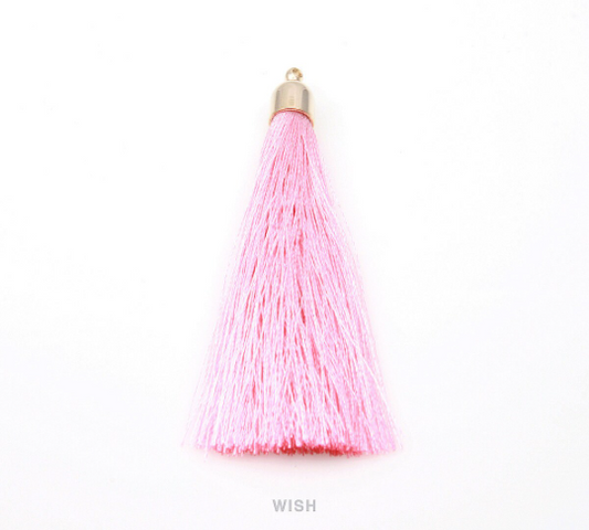 Pink Thread Tassel with Bell Cap in Gold, Cotton Thread Tassels / TPKG-003-T (Large)