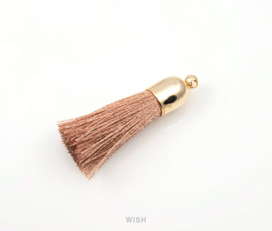 Beige Thread Tassel with Bell Cap in Gold / TBEG-001-T (Small)