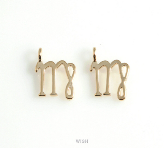 Virgo Zodiac Sign Pendants in Gold, Zodiac Charm / MG-453-VI