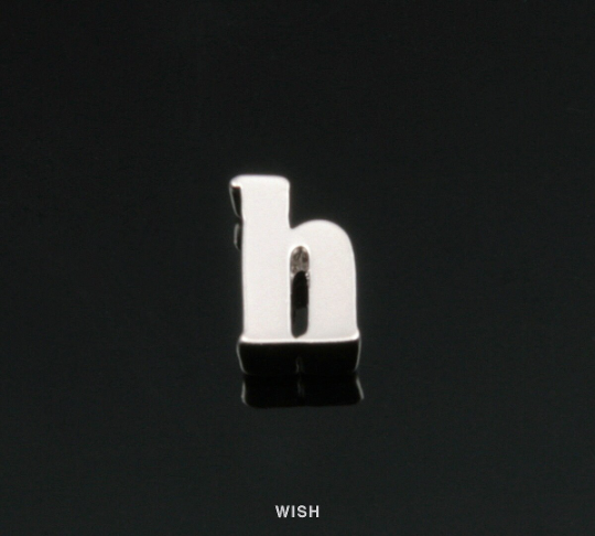 Lower Case Letter "h" in Matte Rhodium, Small Letter "h" / MMRH-002-B (h)