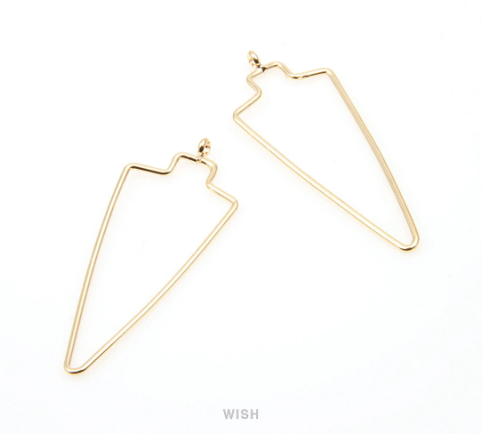 Open Arrow Wire Pendant in Gold, Open Arrow Charm / MG-288-P