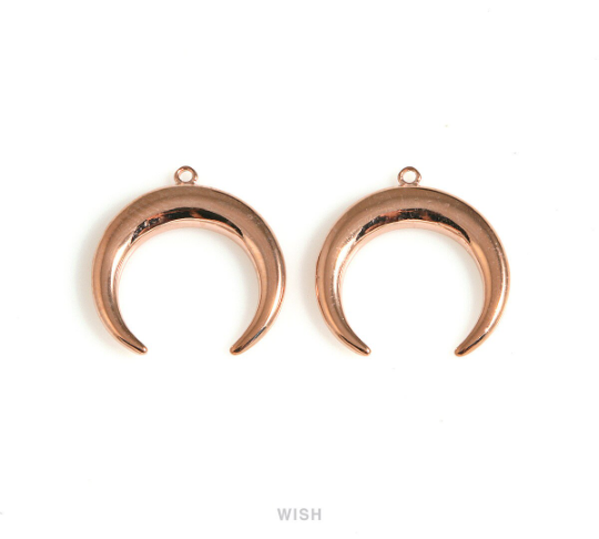 Horn Pendants in Rose Gold, Horn Charms / RG-602-P