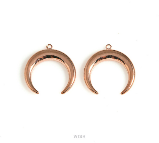 Horn Pendants in Rose Gold, Horn Charms / RG-602-P