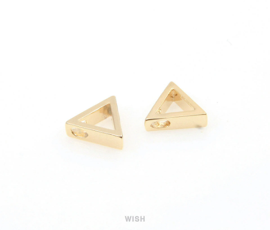 Open Triangle Charm in Gold, Triangle Outline Charm/ MG-293-P