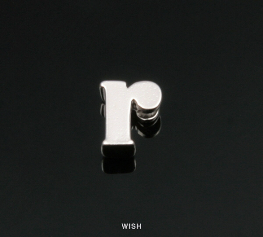 Lower Case Letter "r" in Matte Rhodium, Small Letter "r" / MMRH-002-B (r)