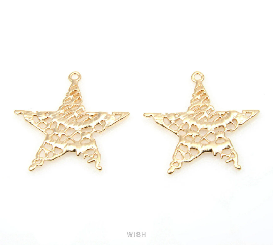 Mesh Star Pendant in Matte Gold, Star Charm / MMG-295-P
