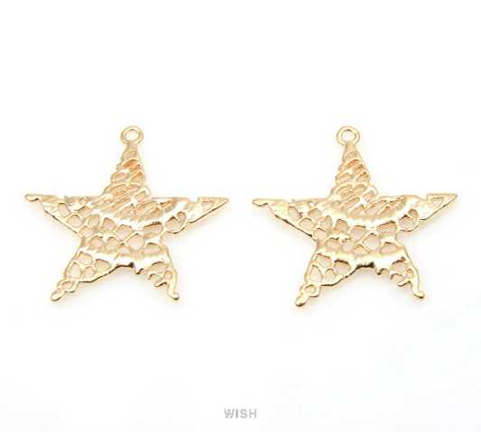 Mesh Star Pendant in Matte Gold, Star Charm / MMG-295-P