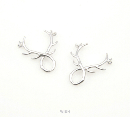 Reindeer Pendants in Matte Rhodium, Reindeer Outline Charm / MMRH-191-P