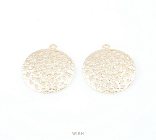 Mesh Round Pendants in Matte Gold, Round Charms / MMG-047-P